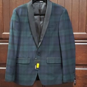 Murano Men's Slim Fit Blackwatch Plaid Blazer Sz S
